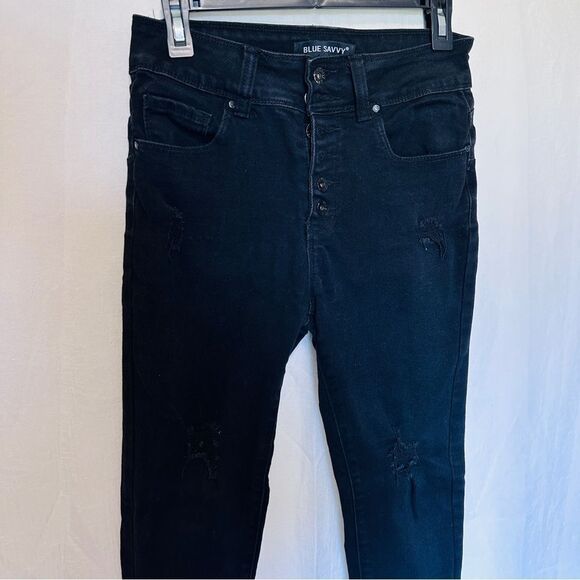 Blue Savvy Black Stretch Denim Capri Jeans Size 9/29 - Picture 3 of 9